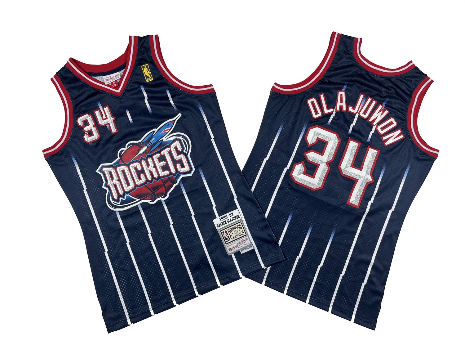 Men Houston Rockets 34 Olajuwon Blue Throwback NBA Jersey